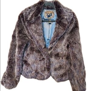 Vintage DEX FRESH Purple Faux Fur Jacket Size Medium